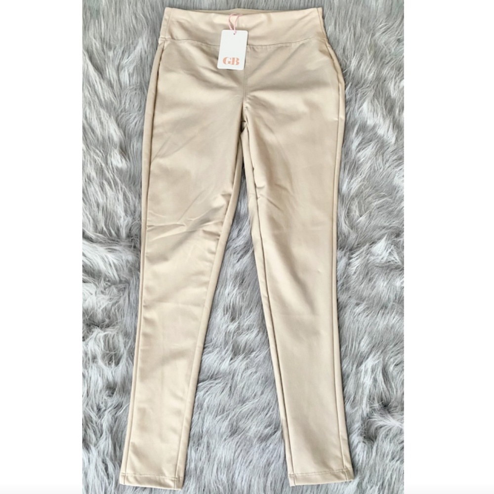 GB by Gianni Bini Nwt Faux Leather Light Tan Leggings Pants Small S